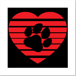 Dog Paw Heart Valentine - Red Posters and Art